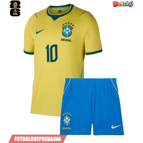 Lacne Dětský Futbalové dres Brazília Neymar Jr #10 MS 2026 Krátky Rukáv - Domáci (+ trenírky)